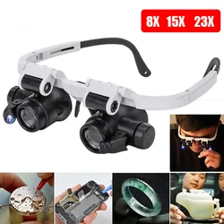 8X/15X/23X Telescopic Jeweler Magnifier Loupes With LED Light Len Magnifying Glass for Precision Work Eyewear Reading Watchmaker