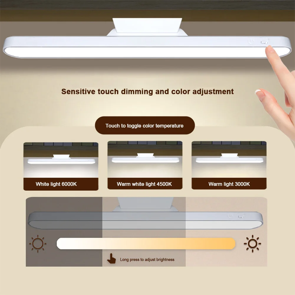 

Magnetic Desk Light Bar LED Under Cabinet Light 3 Light Color Under Desk Light Wireless Under Counter Light for Reading Study