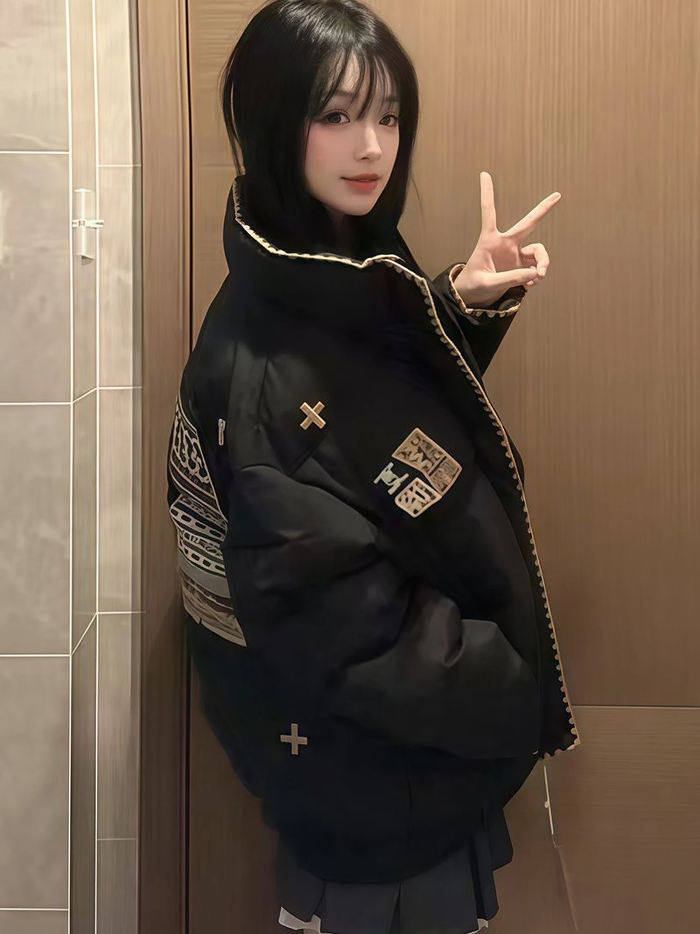 화이트 오트 다운 자트 여성용 겨울 2025 신상 한국 버전 소형 사이즈 슈퍼 귀여운 겨울 외투