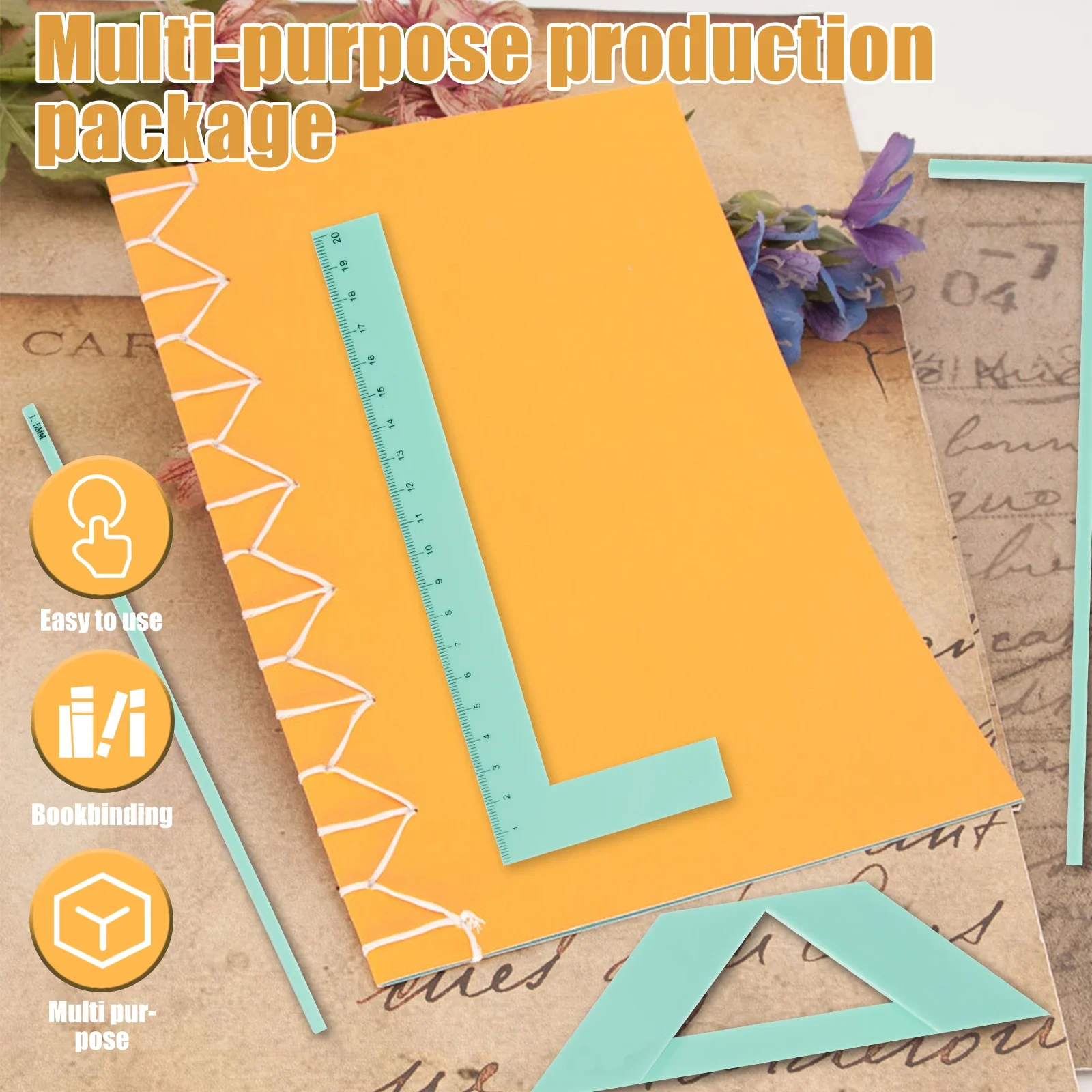 

Набор из 4-х ручных инструментов для переплета дневников, линейка для разметки при создании скрапбуков, ручное устройство для легкого переплета.