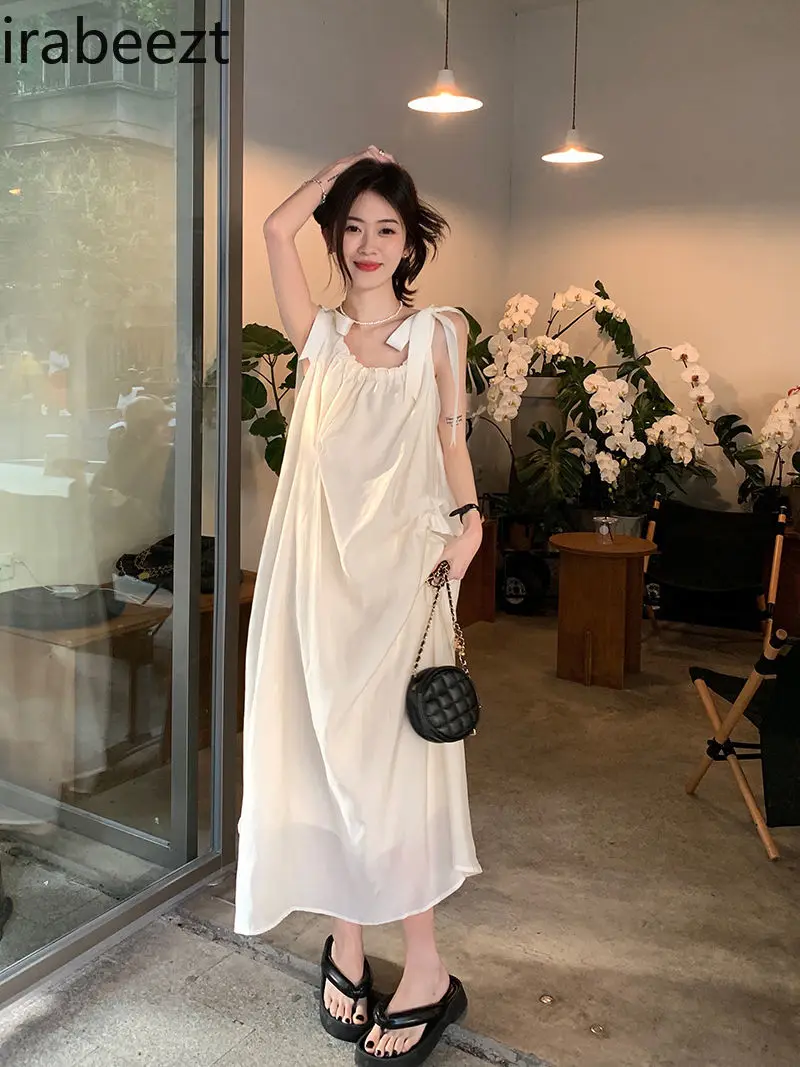 Fashion Gentle Halter Robe Women's Spring/summer 2024 New Temperament Loose Holiday Dress LOOSE FIT Summer Dress Women