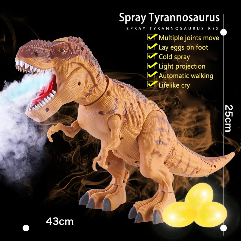 

Large Electric Dinosaur Toys Walking Jet Dinosaur World With Mechanical Voice Tyrannosaurus Rex Luminous Egg Children Baby Gifts