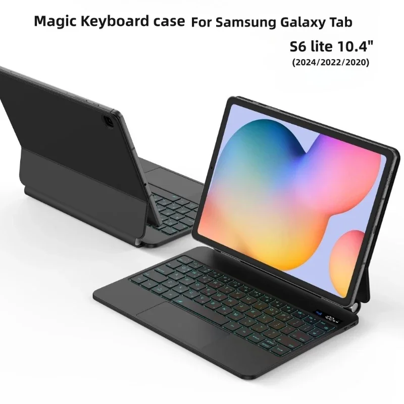 Magic Keyboard case For Samsung Galaxy Tab S6lite 10.4 inch 2024/2022/2020 Magnetic Cantilever Stand Battery level display Cover