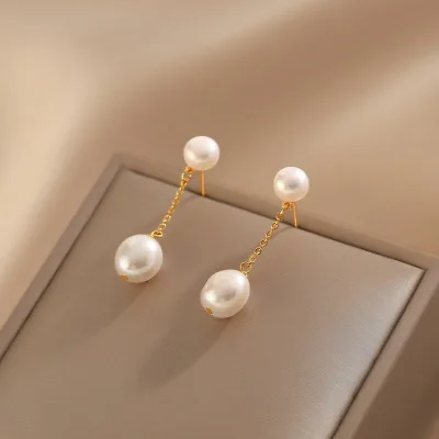 

High Quality Rice Shape Freshwater Pearl Dangle Earrings for Women Vintage Style Tassel Earrings Jewelry Gift 2025 New Arrivals