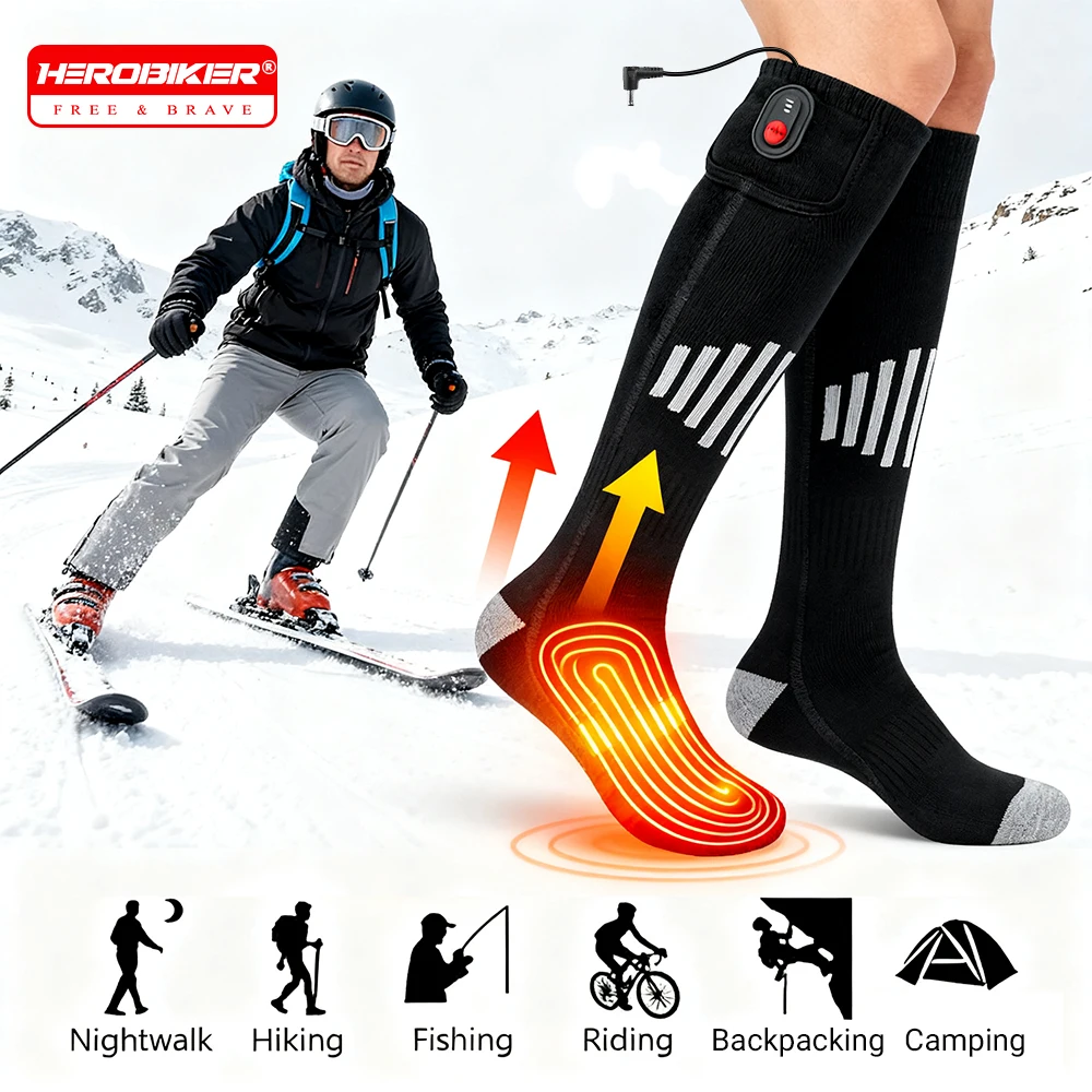 

Лыжные носки с подогревом, женские перезаряжаемые носки 5000 мАч с питанием от USB, теплые носки с подогревом для снегохода, кемпинга, пешего туризма, мужчин