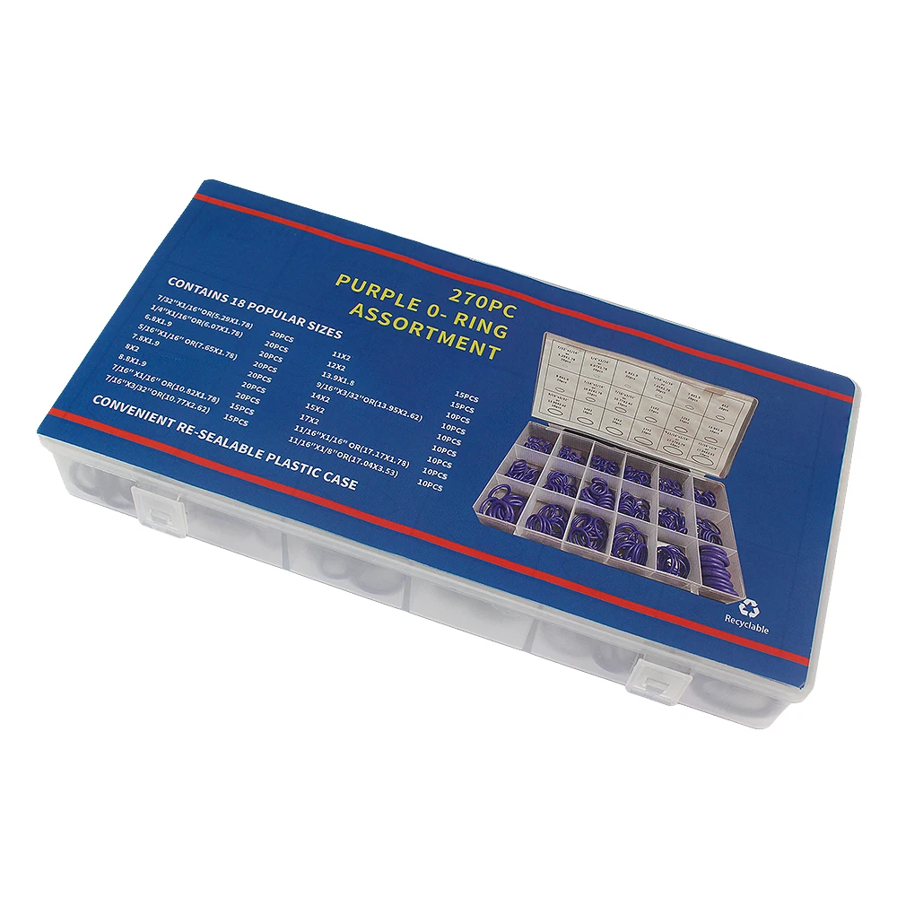 

270PCS O-Ring Rubber Gasket Seal Nitrile Rubber Bands High Pressure O-Rings Repair Kit Purple Sealing Elastic Band O Rings