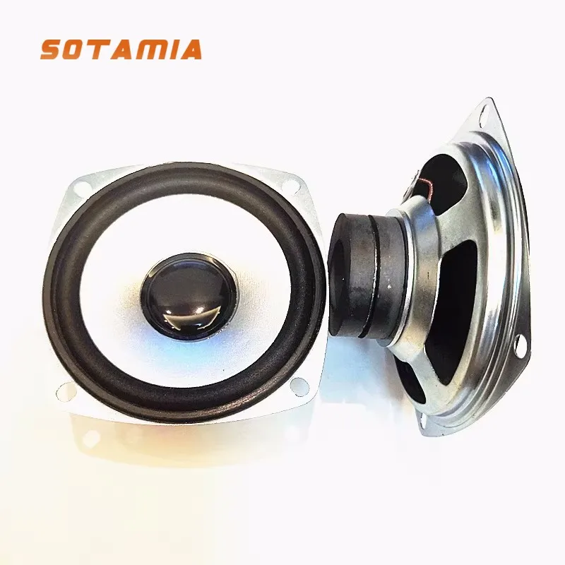 SOTAMIA 2PCS 3 Inch Square Full Range Speaker  4 Ohms  3 Watts  Dual Magnetic Silver Basin Black Hat  Bubble Edge