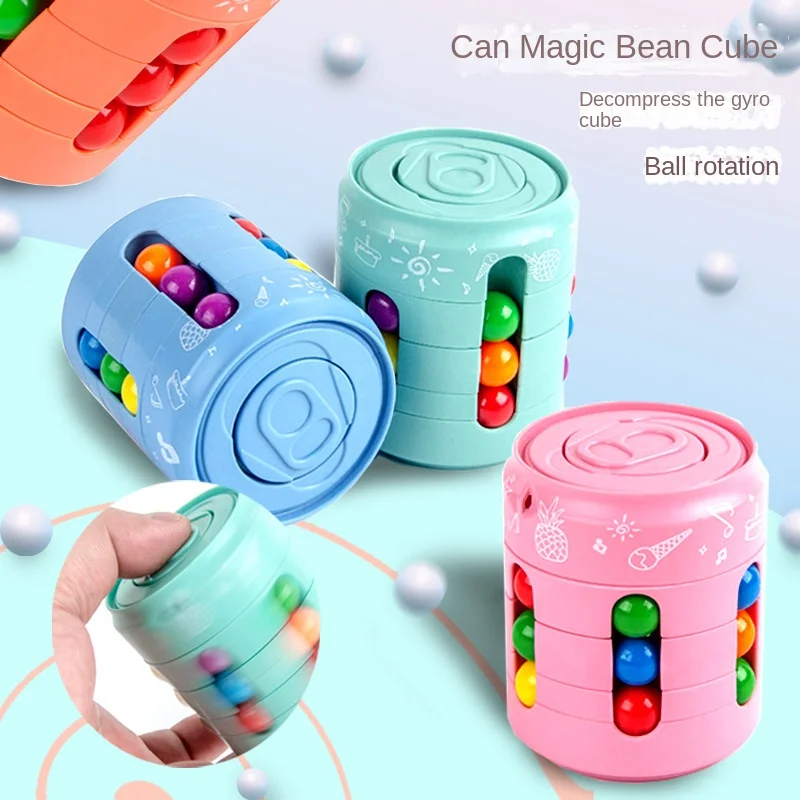 Decompression Toys Rotating Magic Bean Cube Cans Fidgeting Toy Educational Toy Rotating Can Children\'s Puzzle Stress Relief Toy