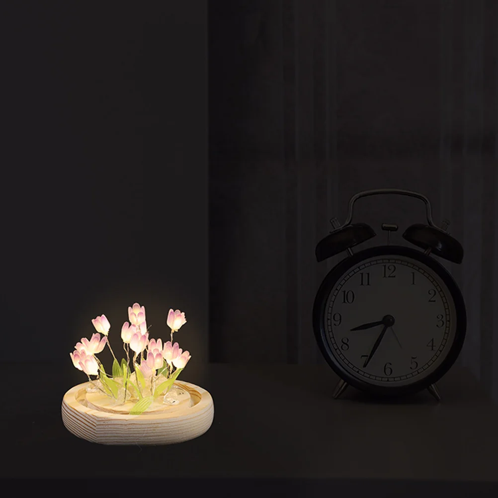 1 مجموعة 1 مجموعة Diy بها بنفسك توليب ليلة ضوء الحرفية عدة اليدوية مصباح صنع المواد ديكور غرفة نوم لطيف دافئ ضوء منضدة مصباح #4