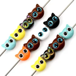 10PCS Hand-painted large eye cat head acrylic beads for jewelry making charm DIY Gift Bracelet Necklace Crafts cute beads