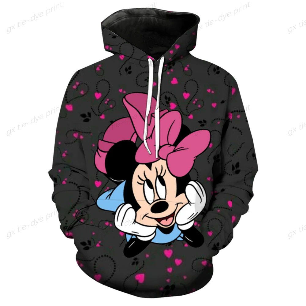 Homens e mulheres da Disney Desenhos animados 3D Hoodie, Minnie, Mickey Mouse moletons, meninos e meninas pulôver, Harajuku stre