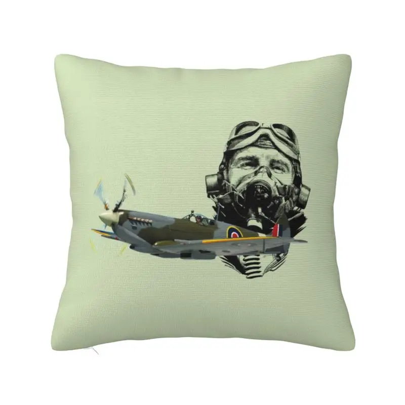 Custom Pilot Spitfire Pillow Case 45x45cm Air Fighter Army Helmet Cushions Cover Square Pillowcase