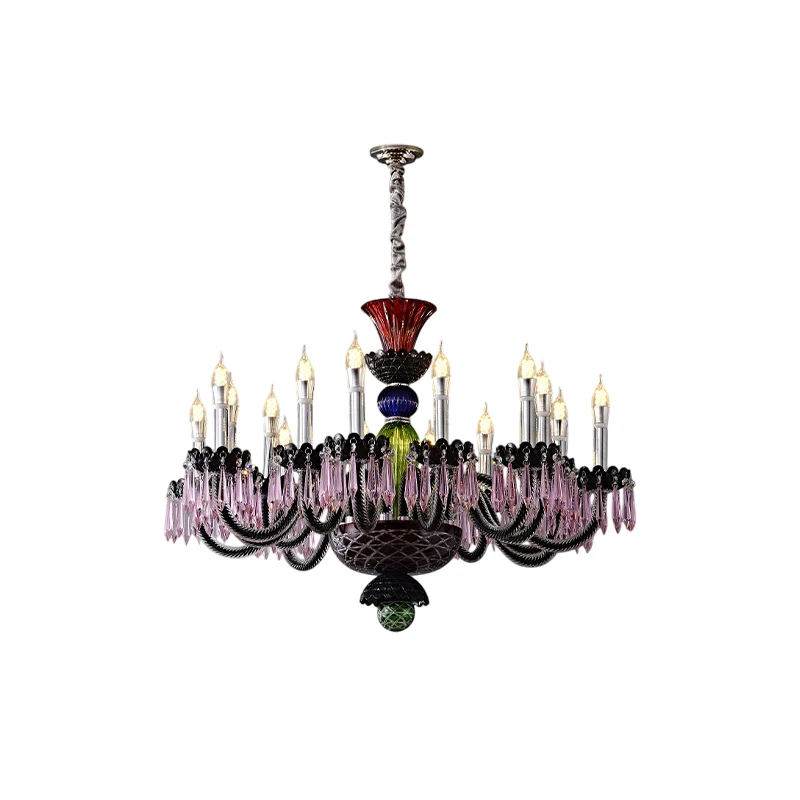 French Design Colorized Crystal Dimmable LED 2026 Chandelier Lighting Hanging Lamps Suspension