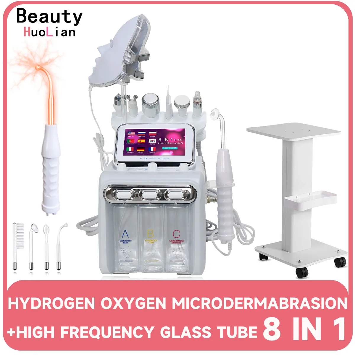 

8 in 1 H2O2 Hydro Dermabrasion RF Bio Lifting Spa Hydro-Facial Microdermabrasion High Frequency Skin care Machine