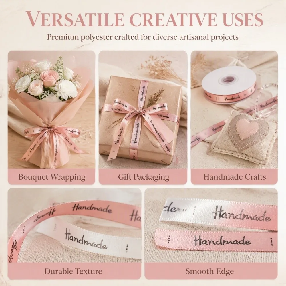 2Pcs Decorative Satin Material Satin Ribbon Letter Design Decorative Texture Packaging Ribbon Gift Wrapping Supplies DIY Craft