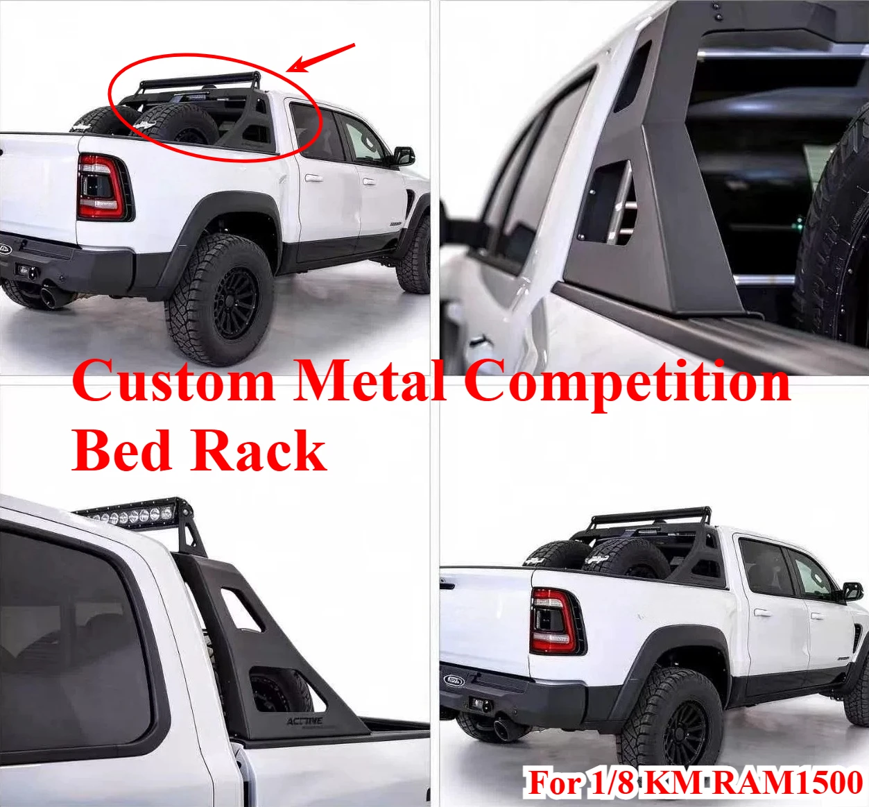 For 1/8 KM RAM1500 RC Offroad Pickup Truck Metal Competition Bed Rack Custom Model Number Decorative Upgrade Mod Accessories