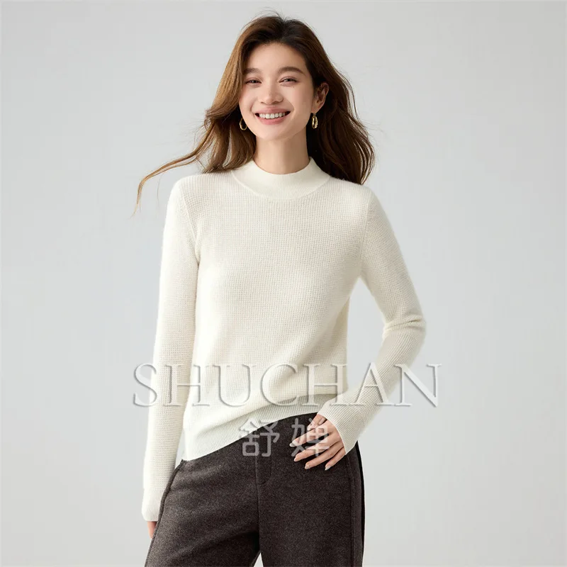 Simple Wind 270g Women's Semi-turtleneck Ingot Needle Loose Pullover Soft Waxy Comfortable Knitted Inner Sweater Manufacture