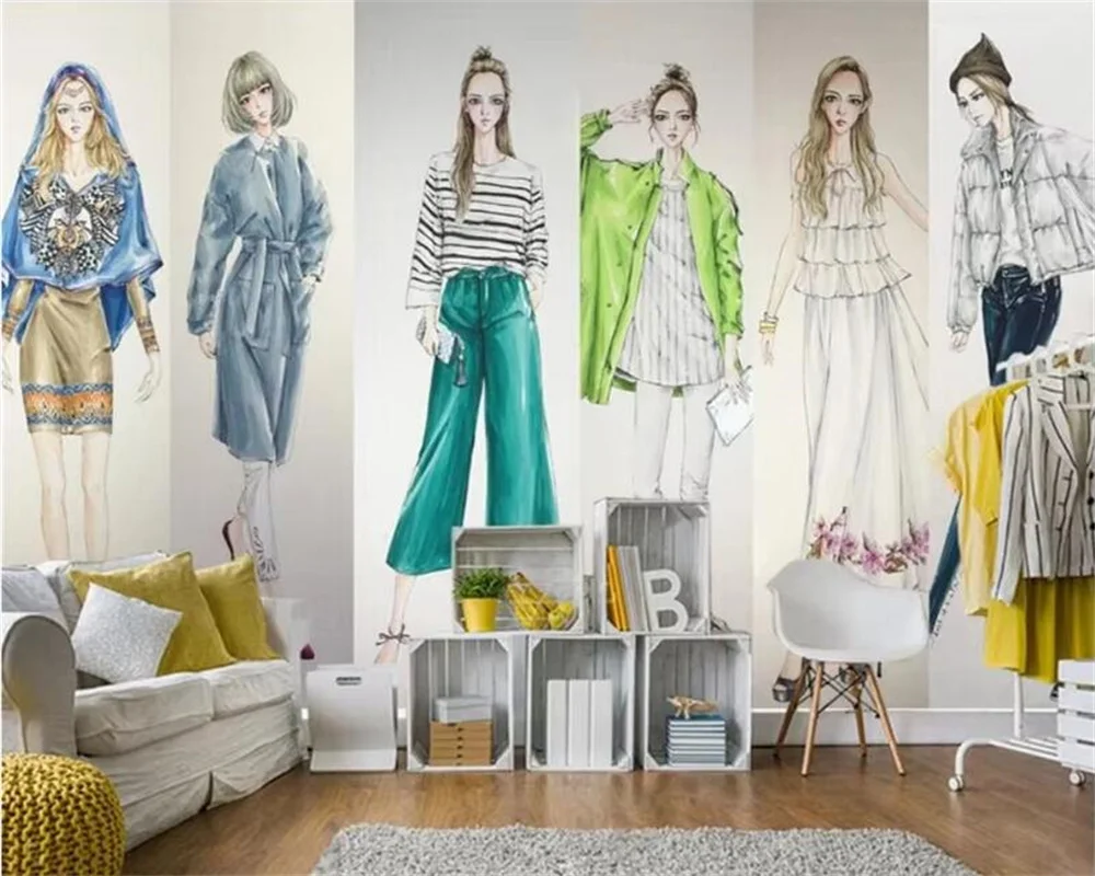 

Обои на заказ, 3d фрески, ручная роспись, косметика, магазин одежды, фон для инструментов, модная девушка, парикмахерская, спальня, домашний декор