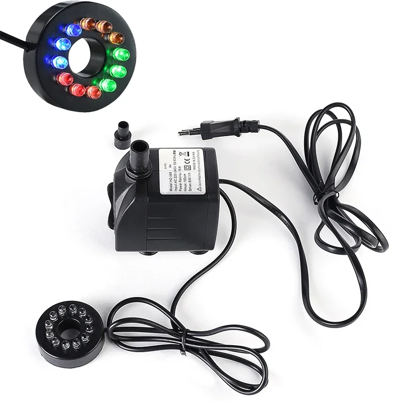 AC 220V 10W 12-light 450L/H Silent Submersible Pump Aquarium Fountain Garden Aquarium Fish Pond Rockery Filter Circulating Pump