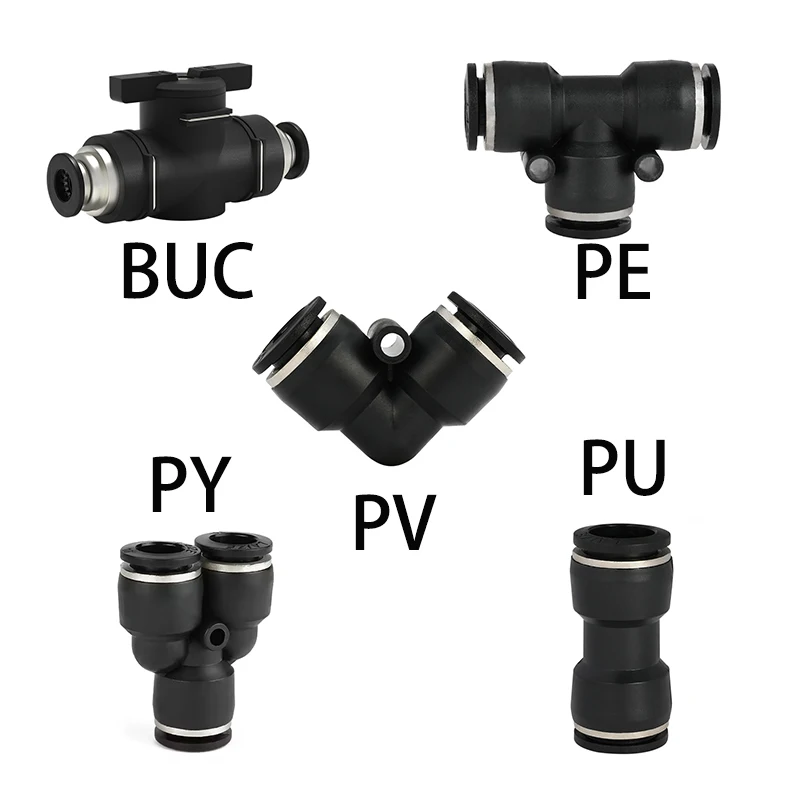 Черный пневматический соединитель, быстроразъемный пневматический Фиттинг с прямым коленчатым соединением
