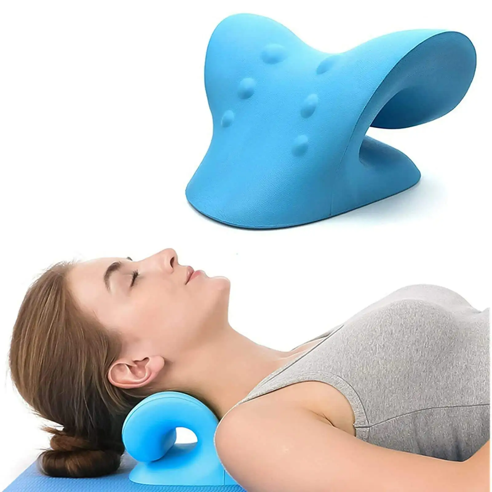 Neck and Shoulder Stretcher Cervical Massage Pillow Cervical Chiropractic Traction Device Pain Relief Spinal Alignment Massager