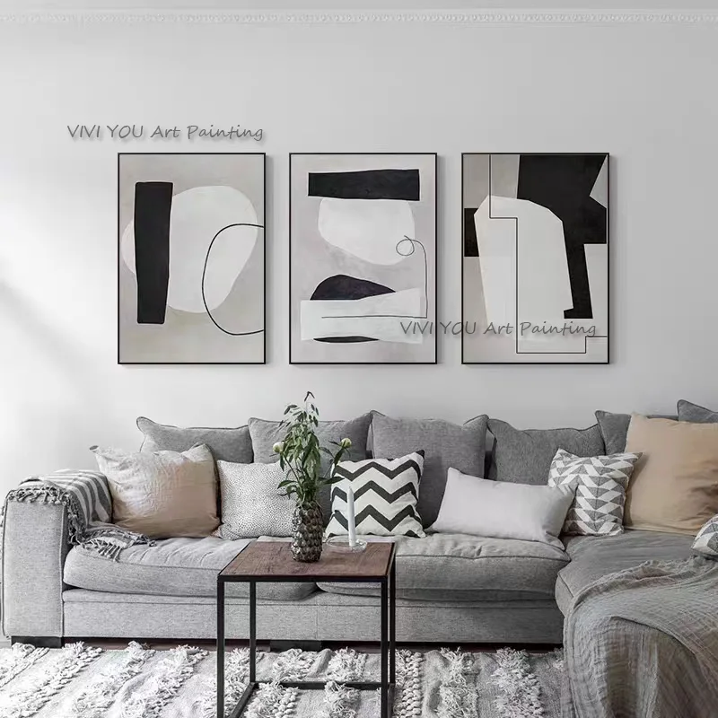 Handpainted Surreal Geometric Modern Abstract Oil Painting Poster Wall Art Picture Canvas Painting Living Home Room Deco