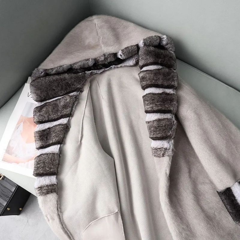 معطف المرأة 2025 الخريف/الشتاء جديد فضفاض هاينينغ كسول نمط معطف الفرو المرأة تقليد المنك مقنعين الذهب معطف فرو المنك التنقل #4