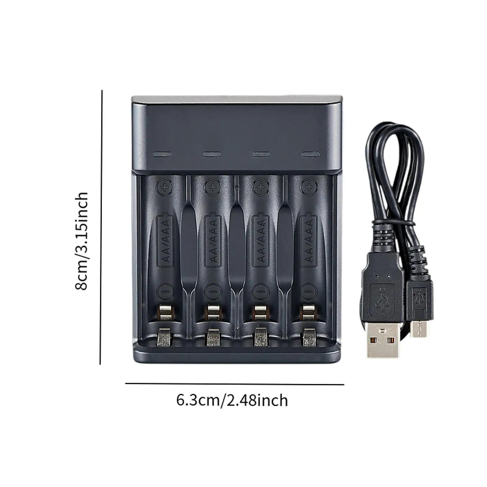 4スロットUSB充電器 4スロット高速インテリジェント大容量充電（AA、AAA用）