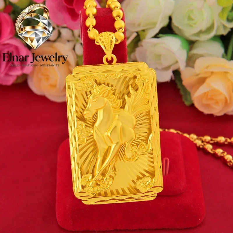 Elnar Jewelry Unisex 24K Gold AU999 Machine-Engraved 