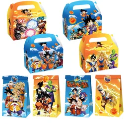 Cajas de papel de dibujos animados de Dragon Ball Z para niños, decoración de fiesta de cumpleaños de Son Goku, bolsas de regalo de dulces, suministros para fiestas temáticas de Dragon Ball Z, 12 piezas