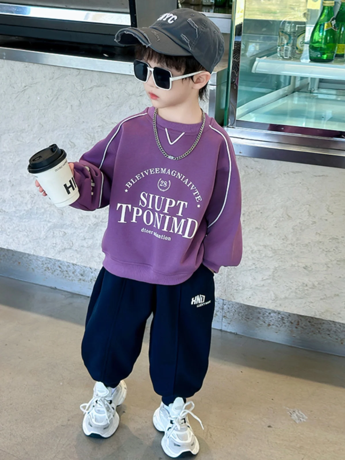 

Cool Trendy Boys Sportswear Set Stripe Casual Sweatirt Long Sve Long Pants Autumn Faion Streetwear Two-Piece Ensemble