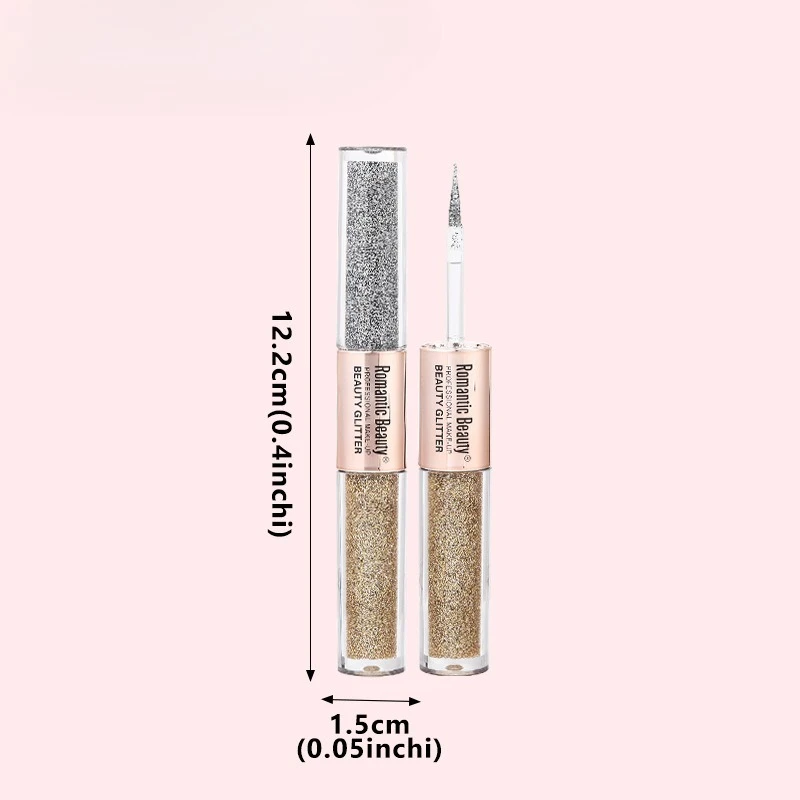 Dwustronny płynny cień do powiek, 2 kolory, połysk i brokat, długotrwały, wodoodporny, odporny na rozmazywanie, do makijażu na imprezę i na co dzień.