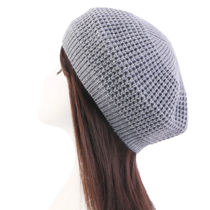 Boina de punto Vintage para mujer, gorro de invierno, informal, elástico, Color sólido, para exteriores, cálido, para fiesta