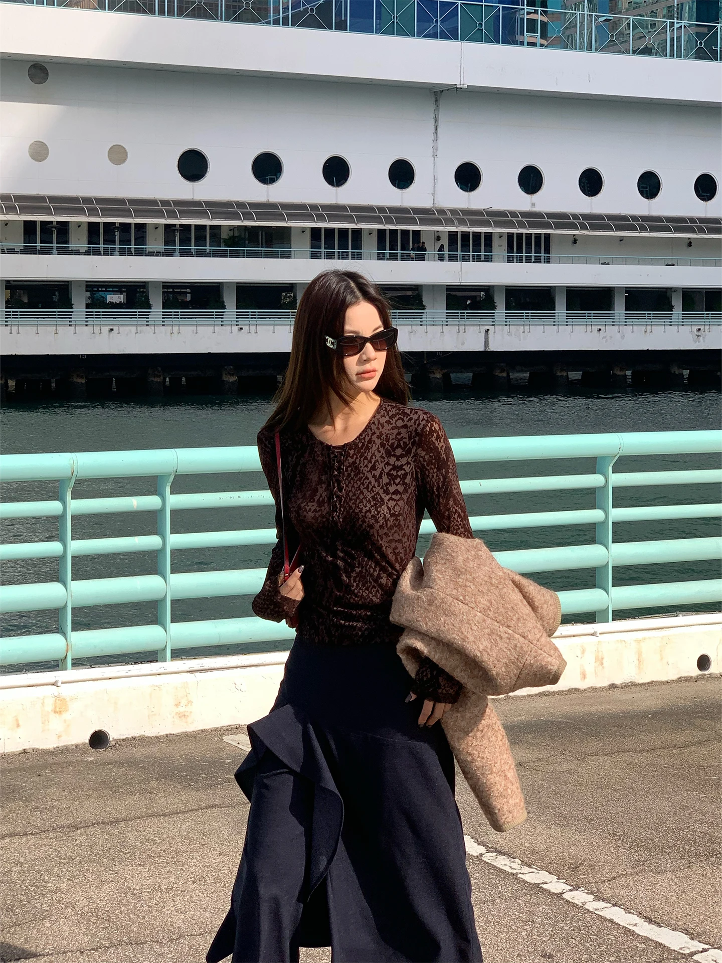 

Retro Unique Snake Print V-ne Tied Knitted Top Women Long Sve Base irt Faionable Polyester Fiber Daily Wear