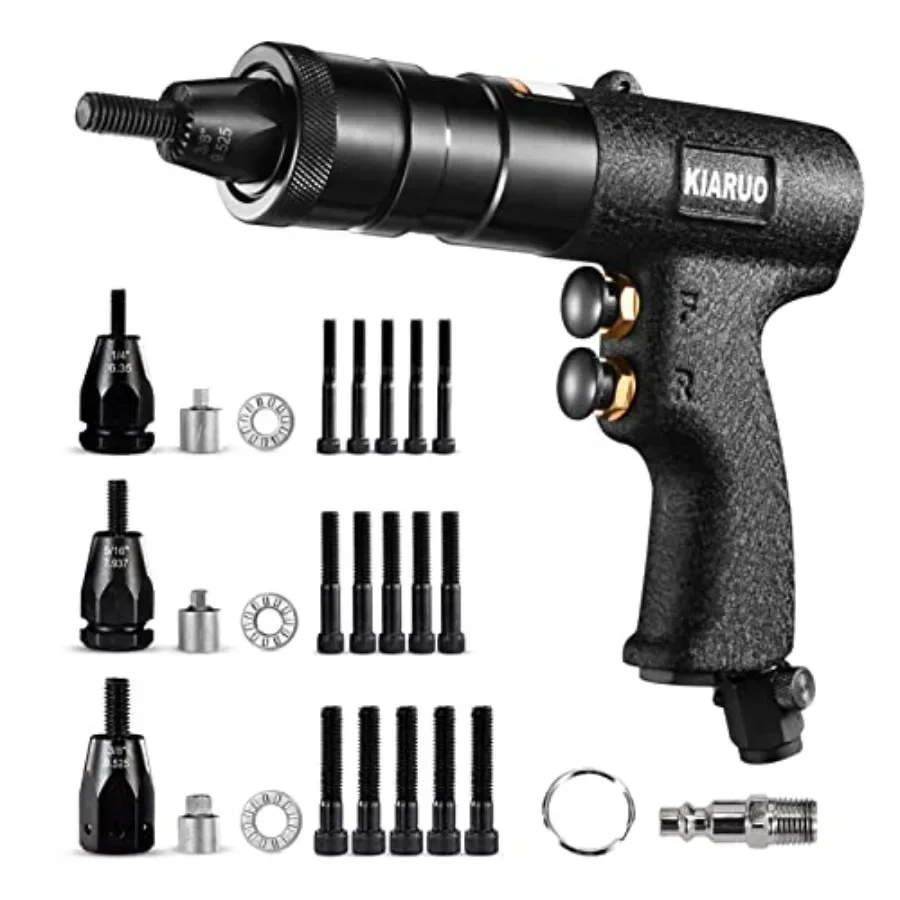 

Pneumatic Rivet Nut Gun with Self-locking Head Gun 1/4 and 5/16 and 3/8 Mandrels, Industrial Grade Adjustable Speed Pull Rivnut