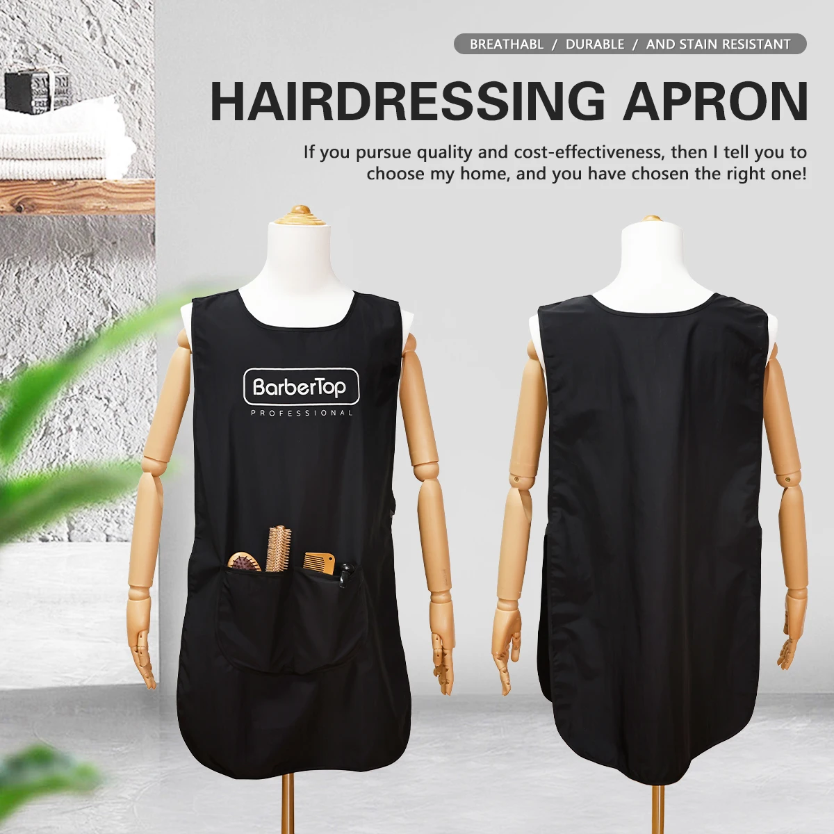 

Barber Shop Barber Specific Apron With Pocket Design Anti-Static Adjustable Size Apron Salon Hairdressing Tools