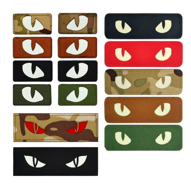 Glow in the Dark Cat Eye Devil Eye Monster Badge Hook & Loop Embroidered Patch for DIY Clothes Jeans Bags Coats T-shirt Hat