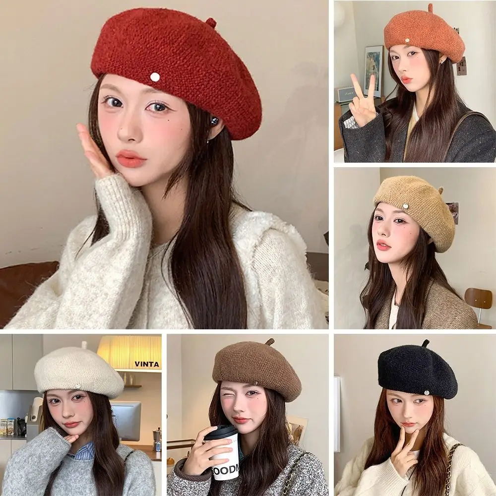 

Fashion Warm Winter Berets Hat Retro Elegant French Artist Hat Soft Solid Color Pumpkin Hat Lady