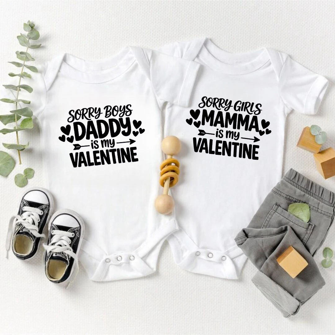 Sorry Boys/Girls Daddy/Mamma Is My Valentine Baby Romper Newborn Cotton Bodysuit Valentine's Day Party Infant Toddler Jumpsuit