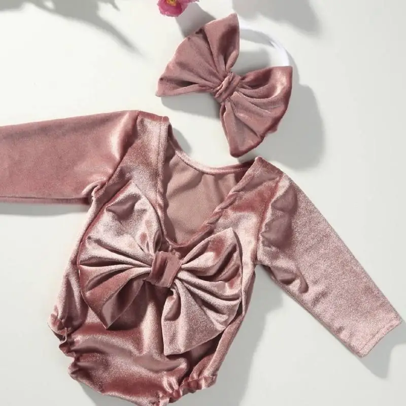 U13F 1 مجموعة ملابس الطفل التصوير الفوتوغرافي طويلة الأكمام رومبير ارتداءها وأغطية الرأس دش صور الدعائم لحديثي الولادة 0-1 شهر