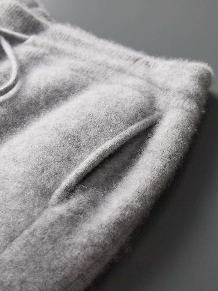 

TLOML мужские 100% кашемировые вязаные утепленные брюки-бананы осень-зима повседневные мягкие теплые удобные кашемировые брюки высокого качества на шнурке