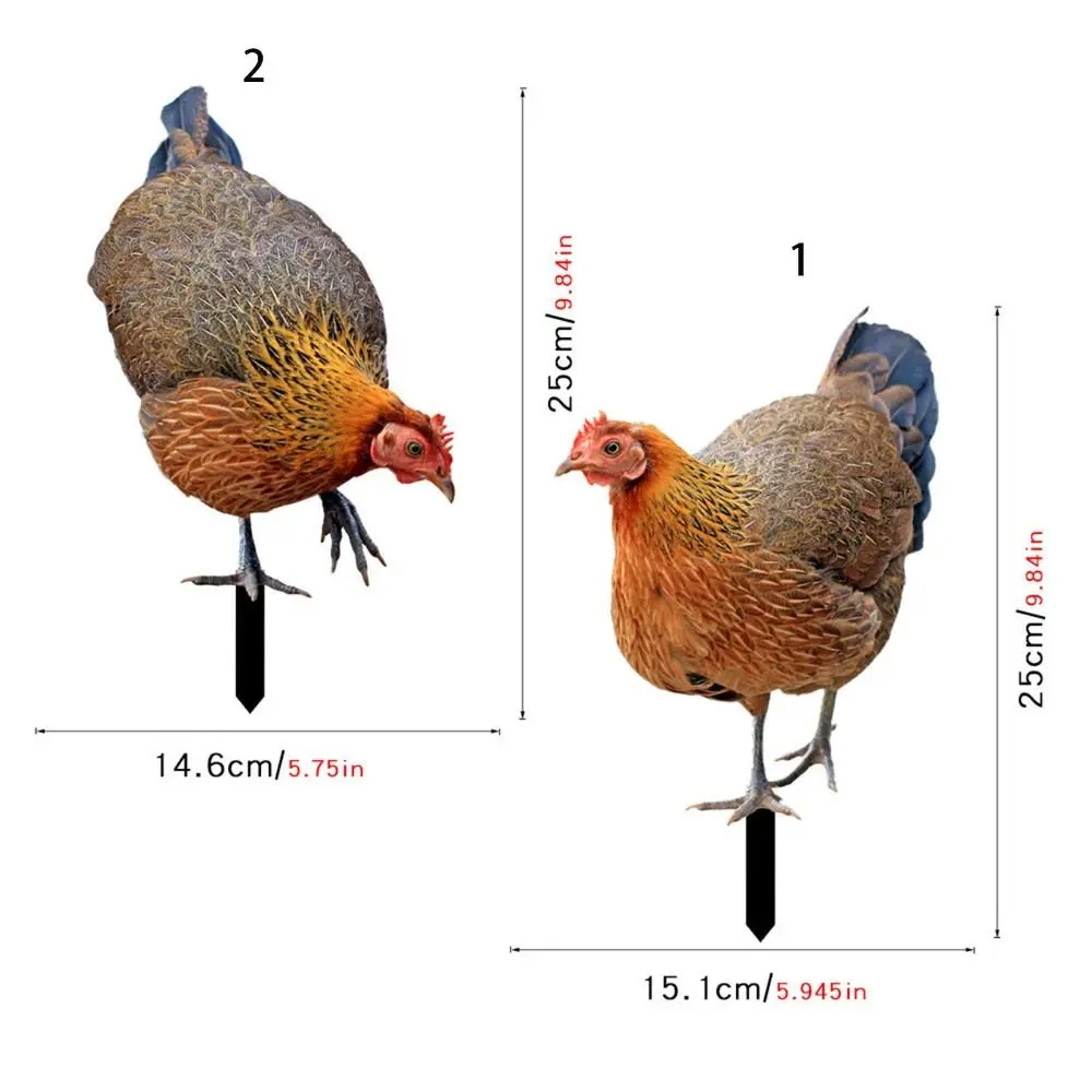 Creative 3D Garden Chicken Stake Yard Art Reliable Acrylic Chicken Ornament DIY Animals Sculpture Backyard