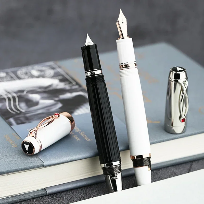 nouveau-stylo-plume-retractable-majohn-x1-en-resine-pointe-iridium-ef-038mm-blanc-noir-pour-ecriture-cadeau-bureau-affaires-ecole