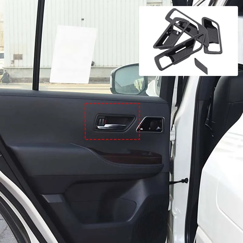 لـ 23+ تويوتا لاند كروزر LC300 إطار مقبض سحب داخلي، مقبض سحب داخلي إطار زخرفي ABS نمط ألياف الكربون 5 قطعة LHD
