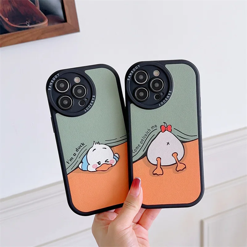 Cartoon Disney Donald Duck Daisy Silicone Case For iPhone 12 11 Pro Max Mini X XR XS Max 13 14Pro 14Plus Shockproof Soft Cover