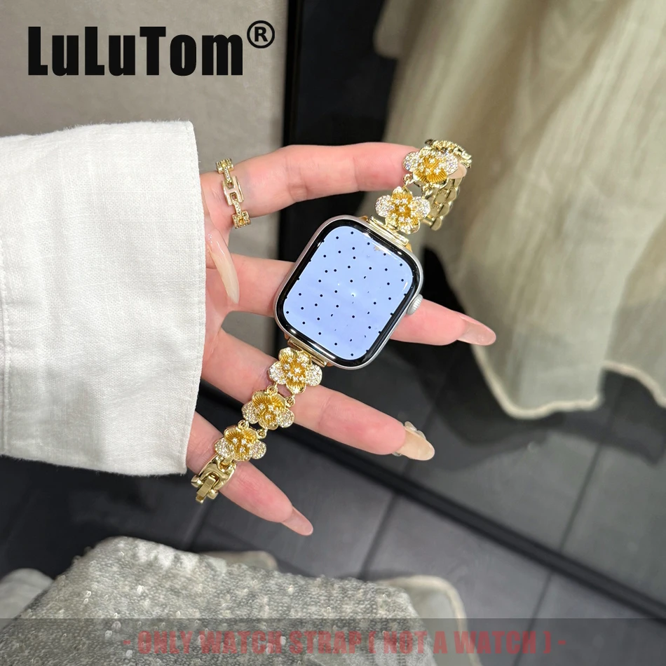 

Luxury Diamond-Set Petal Watch Strap for Apple Watch 11 10 9 8 7 6 5 SE 4 Ultra 3 Jewelry Band Iwatch 38 40 41 42 44 45 46 49 mm