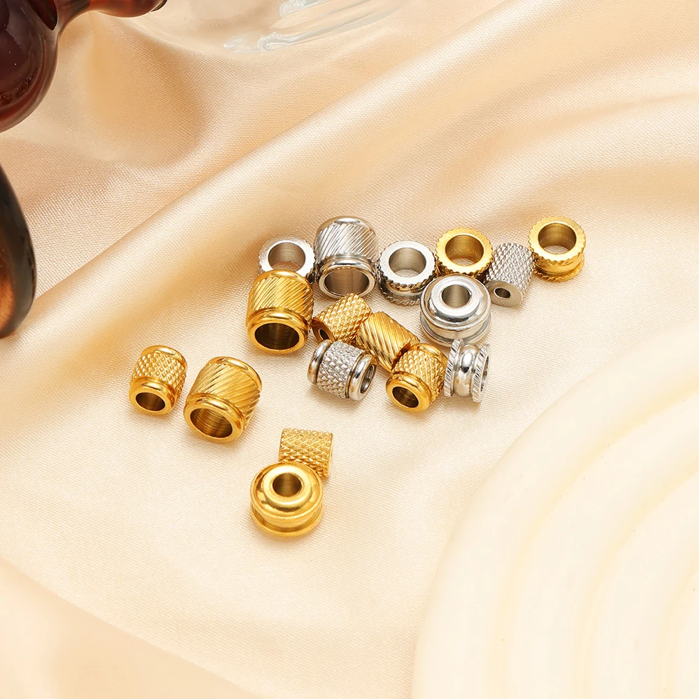 20Pcs Stainless Steel Gold Color Cylinder Bead Loose Spacer Beads for DIY Jewelry Beaded Necklace Supplies Bracelets Accessories image 2