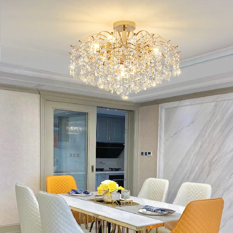Luxury K9 Crystal Chandelier Home Decor Ceiling Light Suitable For Living Room Dining Room Bedroom Modern Minimalism Glossy Lamp