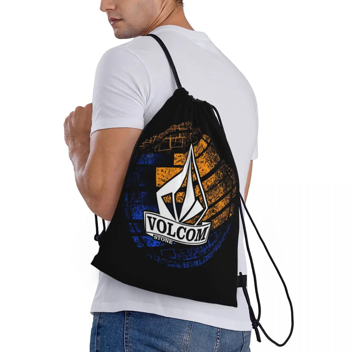Half Diamond Volkom Backpacks Casual Drawstring Bags Storage Bag Book Bags for Travel School