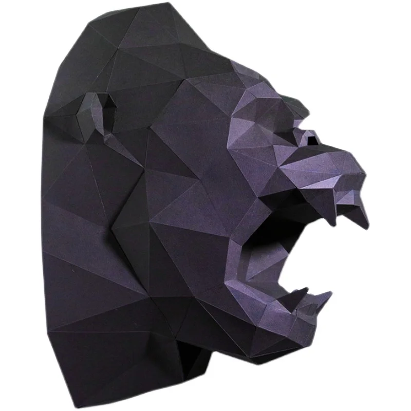 48cm Gorilla Head Paper Model Low Poly Wall Decoration Home Decor Papercraft 3D DIY Puzzles Sculpture Hand Made Creative Toys